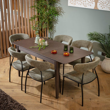 Quatropi Oscar & Ruben 6 Seater Extendable Dining Set Green & Brown Wood