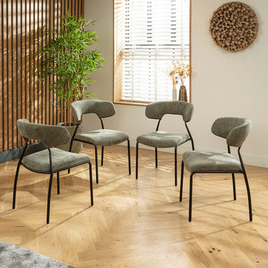 Quatropi Oscar & Venus 4 Seater Round Extendable Dining Set Green & Black Ceramic