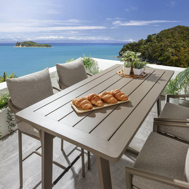 Quatropi Outdoor 4 Seater Tall High Table & Stool Garden Bar Set Beige Aluminium