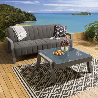 Quatropi Outdoor Coffee Table in Grey Alum with Ceramic Top Garden Luxury Whitehaven