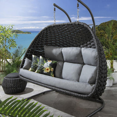 Quatropi Outdoor Garden Large Hanging Hammock Egg Chair Swing Charcoal Grey