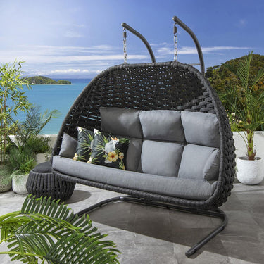 Quatropi Outdoor Garden Large Hanging Hammock Egg Chair Swing Charcoal Grey