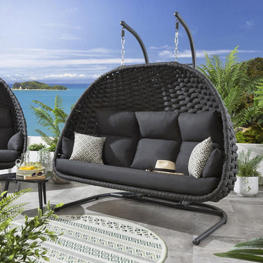 Quatropi Outdoor Garden Large Hanging Hammock Egg Chair Swing Charcoal Grey