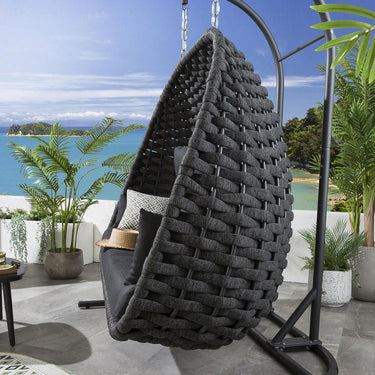 Quatropi Outdoor Garden Large Hanging Hammock Egg Chair Swing Charcoal Grey