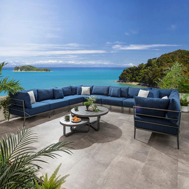 Quatropi Outdoor Large U-Shape Garden Corner Sofa Aluminium Dark Blue 425x340cm