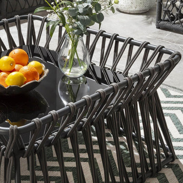 Quatropi Outdoor Square Patio Garden Coffee Table Grey Aluminium Glass 80cm