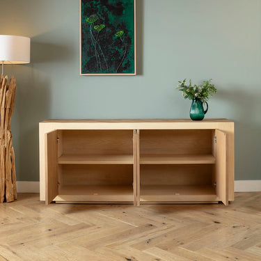 Quatropi Parquet Herringbone Sideboard Buffet Cabinet Parquet Light Oak 190cm