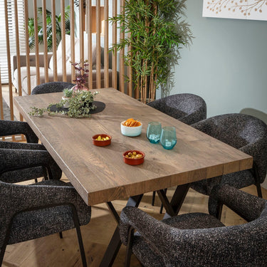 Quatropi Peyton & Glasgow Wooden 6 Seater Dining Set Dark Grey & Reclaimed Oak