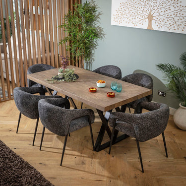 Quatropi Peyton & Glasgow Wooden 6 Seater Dining Set Dark Grey & Reclaimed Oak