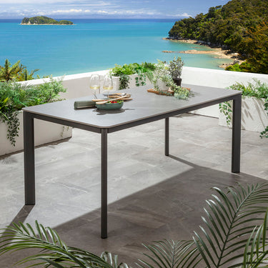 Quatropi Pharos Ceramic Outdoor Dining Table 6 Seater Garden Table Grey 180x90cm