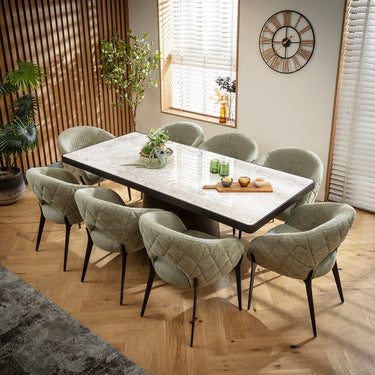 Quatropi Piper & Hastings Modern 8 Seater Dining Set Green & Grey Ceramic