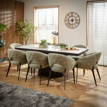 Quatropi Piper & Hastings Modern 8 Seater Dining Set Green & Grey Ceramic