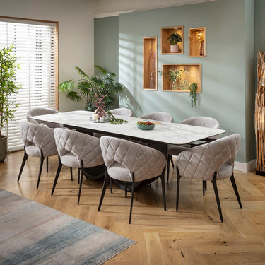 Quatropi Piper & Hugo Large 8 Seater Extendable Dining Set Grey & Matte White Ceramic