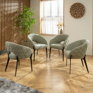 Quatropi Piper & Venus 4 Seater Round Extendable Dining Set Green & Black Ceramic