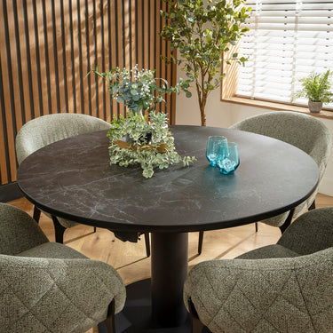 Quatropi Piper & Venus 4 Seater Round Extendable Dining Set Green & Black Ceramic