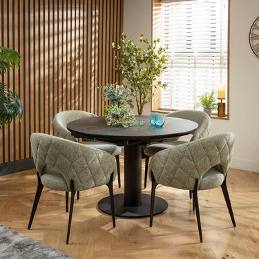 Quatropi Piper & Venus 4 Seater Round Extendable Dining Set Green & Black Ceramic