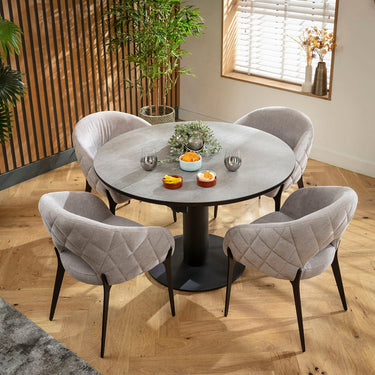 Quatropi Piper & Venus 4 Seater Round Extendable Dining Set Grey Ceramic