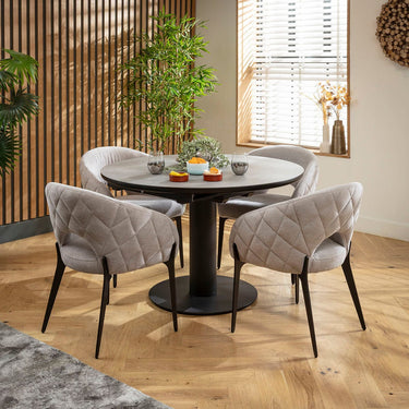 Quatropi Piper & Venus 4 Seater Round Extendable Dining Set Grey Ceramic