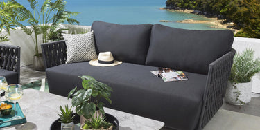 Quatropi Premium 3 Seater Outdoor Patio Garden Sofa Couch Grey Rope 189cm
