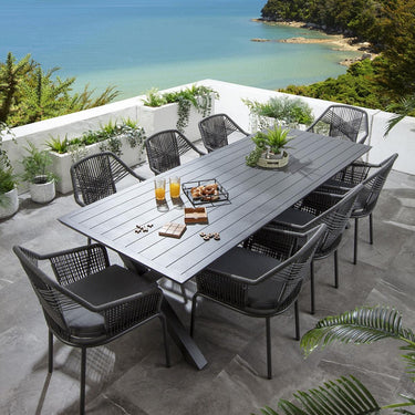 Quatropi Premium 8 Seater Garden Table and Chairs Dining Set Aluminium Grey