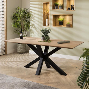 Quatropi Premium 8 Seater Wooden Dining Room Table For 8 Natural Star Leg 190cm