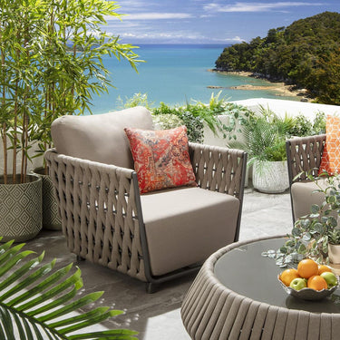 Quatropi Premium Outdoor Garden Armchair Modern Patio Club Chair Grey Rope