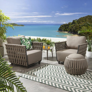 Quatropi Premium Outdoor Garden Armchair Modern Patio Club Chair Grey Rope