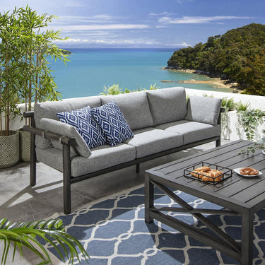 Quatropi Premium Outdoor Patio Garden Sofa Log Wood Effect Aluminium Grey