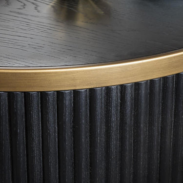 Quatropi Premium Round Nest of Tables Coffee Table Black Oak Brass Metal
