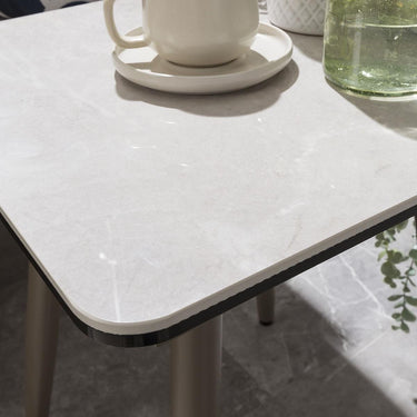 Quatropi Premium Small Outdoor Garden Side End Coffee Table Beige Ceramic 45cm