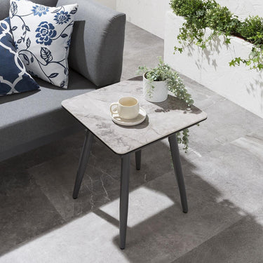 Quatropi Premium Small Outdoor Garden Side End Coffee Table Grey Ceramic 45cm