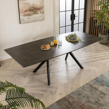 Quatropi Premium Wide Extending Ceramic 10 Seat Dining Table Grey Slate 160-240cm
