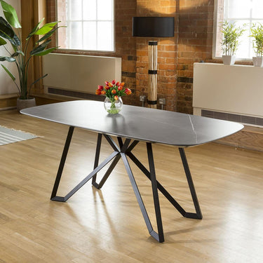 Quatropi Quatropi 1.78m Caesar table Grey Ceramic Top and Black steel Legs