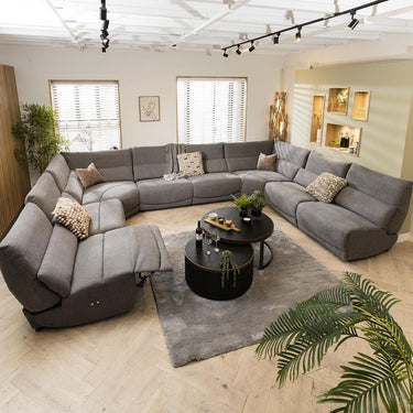 Quatropi Quatropi 10 Seater Large Recliner U-Shape Corner Sofa Grey Fabric U3R
