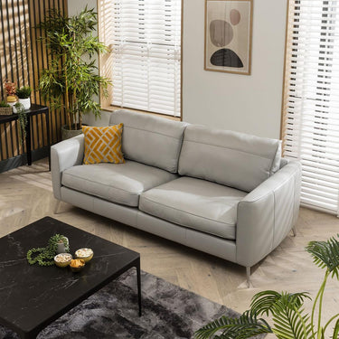Quatropi Quatropi 3 Seater Premium Modern Sofa - Real Leather Grey- 215cm In Stock
