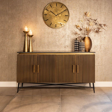 Quatropi Quatropi 4 Door Sideboard Unit 160cm - Gold With Black Marble Top - Ironville