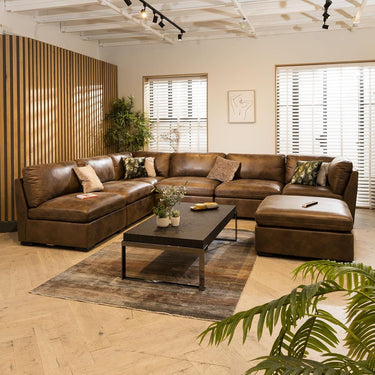 Quatropi Quatropi 6 Seater Large Modular U-Shape Corner Sofa Set Brown 9L