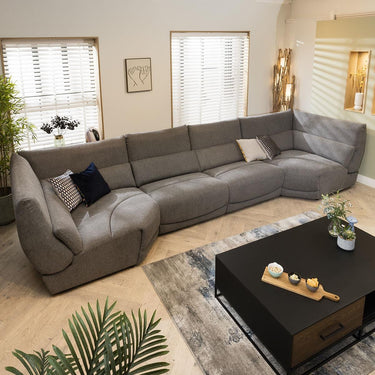 Quatropi Quatropi 6 Seater Modular Modern Sofa Set Couch Settee Grey Fabric S5