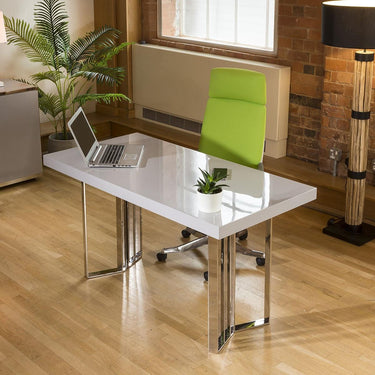 Quatropi Quatropi Designer Large Darcy 1400 x 700 Desk Table Grey Gloss