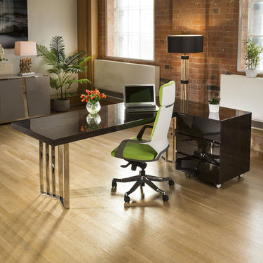 Quatropi Quatropi Designer Large Darcy 2200 x 800 Desk & Chest of Drawers Smoked Oak