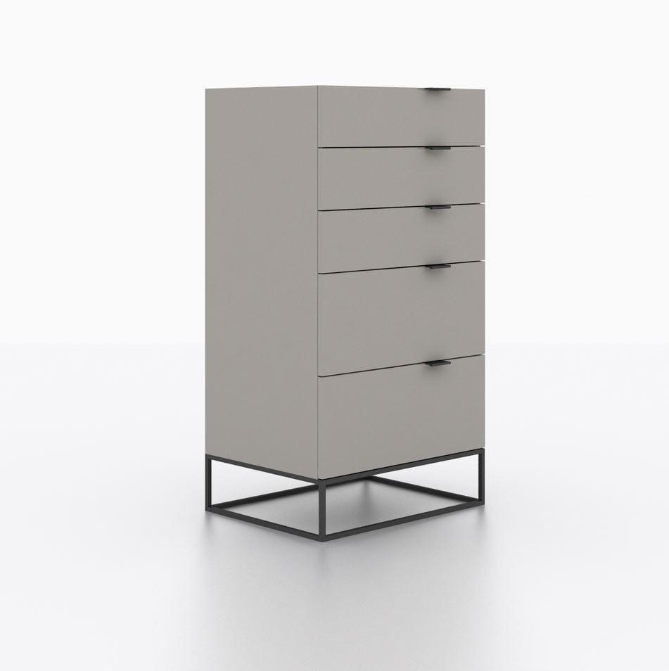 Quatropi Quatropi Designer Tallboy / Chest of 5 Drawers / Cabinet in Stone Grey