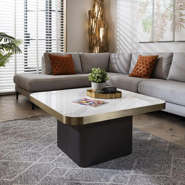 Quatropi Quatropi Exclusive Square Coffee Table Ceramic Marble 90cm White