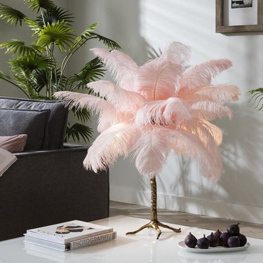 Quatropi Quatropi Feather Palm Tree Premium Table Lamp 45cm - Pink & Copper