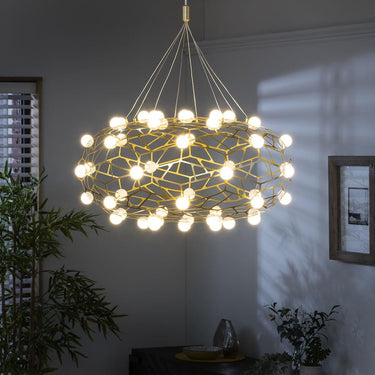 Quatropi Quatropi Geometric Basket Chandelier Ceiling Light - Gold & White 60cm