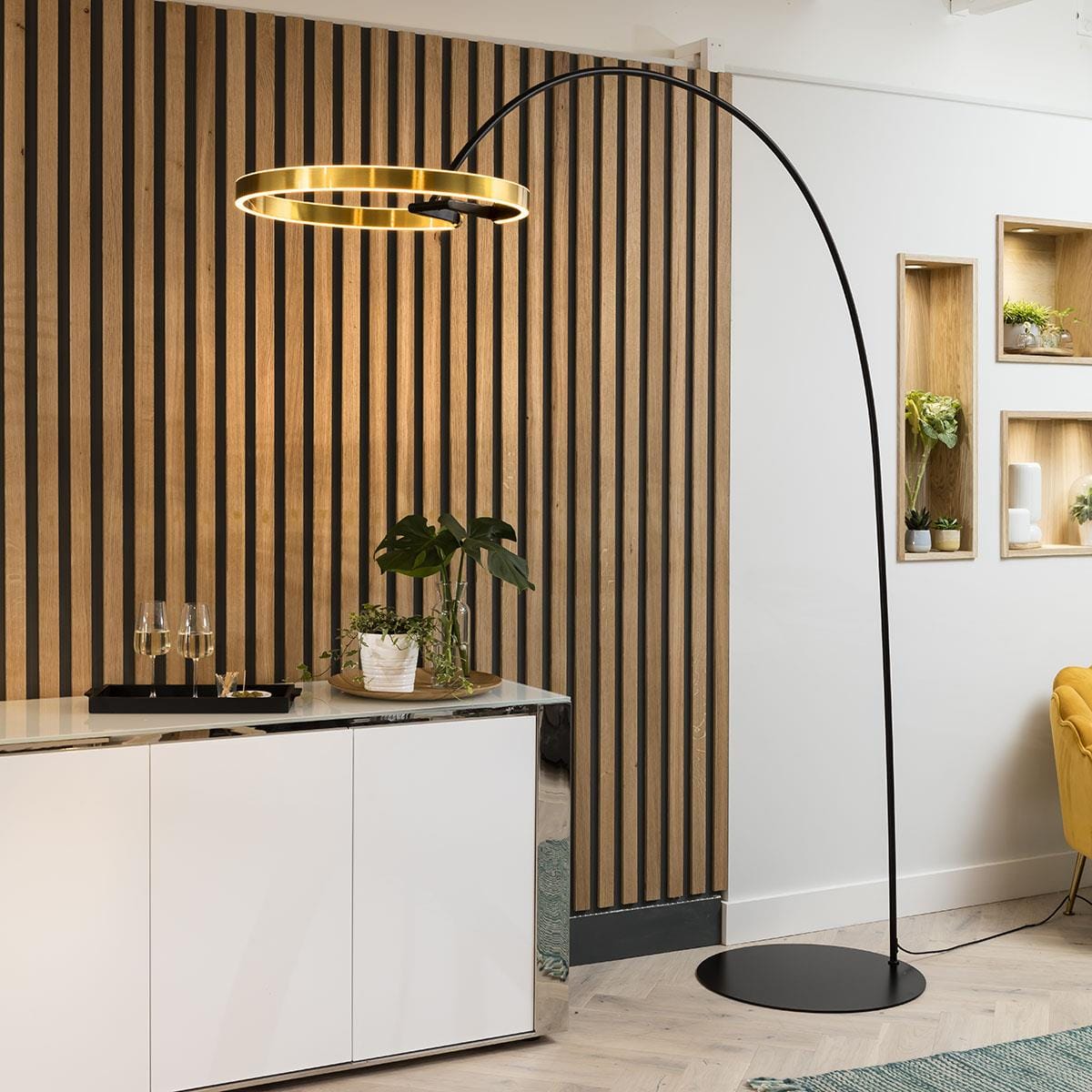 Curved Floor Lamp Black Modern Arc Floor Lamp With Adjustable Hanging