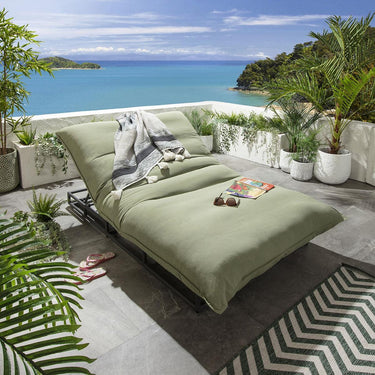 Quatropi Quatropi Large Garden Cushioned Sun Lounger Premium Outdoor Green