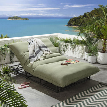 Quatropi Quatropi Large Garden Cushioned Sun Lounger Premium Outdoor Green