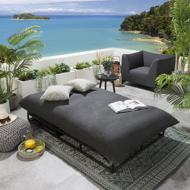 Quatropi Quatropi Large Garden Cushioned Sun Lounger Premium Outdoor Grey
