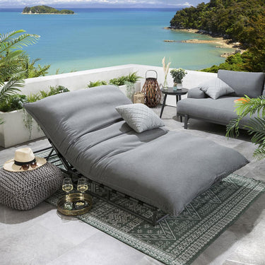 Quatropi Quatropi Large Garden Cushioned Sun Lounger Premium Outdoor Grey