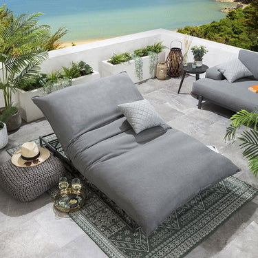 Quatropi Quatropi Large Garden Cushioned Sun Lounger Premium Outdoor Grey